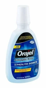 Orajel Antiseptic Mouth Sore Rinse Pain Relief Healing Fresh Mint 16oz Pack of 6 - Picture 1 of 3