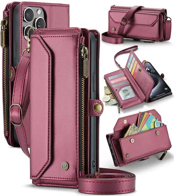 For iPhone17 Pro Max Air  16 15 14 13 12 11 Crossbody Purse Wallet Phone Case - Image 1 of 4