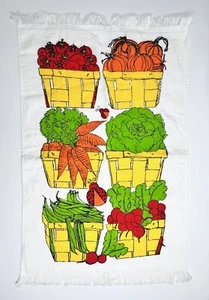 Vintage Retro Kitchen Dish Towel 15"x 25" Mixed Vegetable Baskets Terry Cloth  - Picture 1 of 6