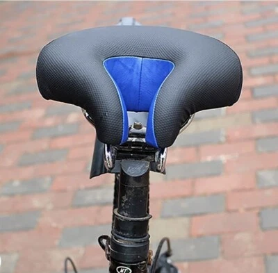 Asiento de sillín de bicicleta sin nariz azul ciclismo de montaña nuevo gel cómodo y cuero Foto 1 de 4