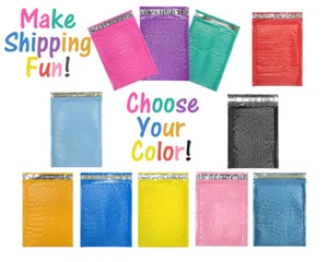 10 x 16" Choose Colors Poly Bubble Mailers, Shipping Padded Envelopes, 10.5 x 15 - Picture 1 of 12