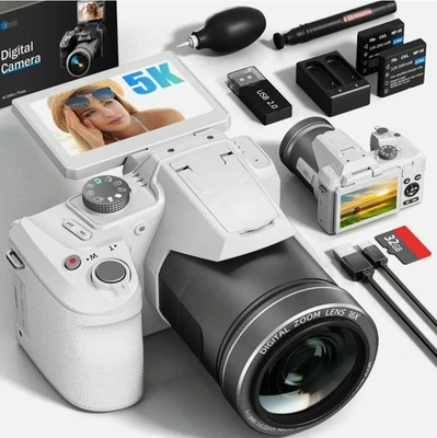 Digital Camera 5K 64MP 16X, WiFi, Autofocus, Vlogging Camera, With 2 Batteries - Image 1 of 4