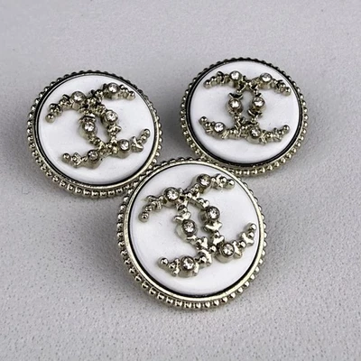 Chanel Buttons White Silver 20mm 10pcs RARE! - Image 1 of 4