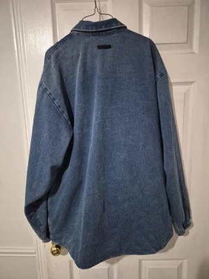 Chaqueta vaquera Essentials Fear Of God azul delgada se ajusta como XL para hombre *Etiqueta XS de gran tamaño Foto 1 de 4