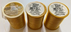 Lot of 3 Coats Clark Bright Gold Metallic Thread 200 Yards Quilting Embroidery - Picture 1 of 4