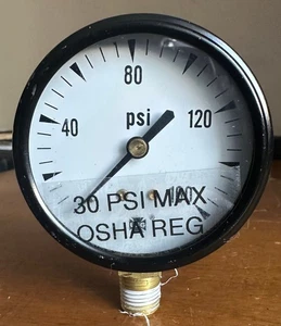 US Gauge 30 PSI MAX OSHA Reg 0-160 PSI Pressure Vacuum Gauge - Picture 1 of 6