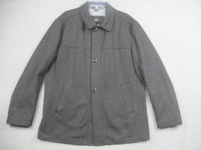 Hugo Boss Jacket Mens Large Gray Wool Cashmere Car Coat Button Topcoat - Image 1 of 4