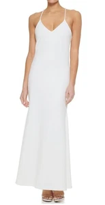 DKNY womens Thin Strap V-neck Full Length Gown Size 8 - Picture 1 of 12