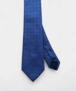 Petronius 1926 cravatta tre pieghe in seta, fantasia azzurro fiore blu CMS.2 - Picture 1 of 2