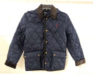 POLO RALPH LAUREN BAMBINO CON CAPPUCCIO BLU NAVY DIAMOND TRAPUNTATO GIACCA INVERNALE NUOVA CON ETICHETTE TAGLIA L - Foto 1 di 15