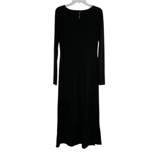 Yummie by Heather Thomson black long sleeve dress size Medium side slit  - Picture 1 of 9