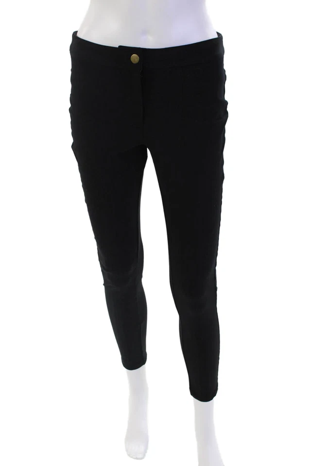 Pantalones ajustados Vivienne Tam para mujer con cierre a presión de tiro medio negros talla S Foto 1 de 4