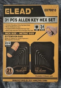 31-Piece Premium Allen Wrench Set Heat-Treated Steel, High Leverage Clead Brand - Picture 1 of 3