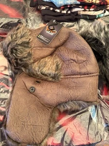 Wild Wear Brand Brown Faux Trapper Ear flap Bomber Hat Adults One Size Fits Most - Picture 1 of 3