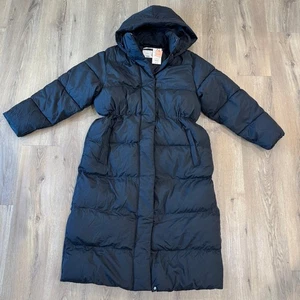 A New Day NWT Women's Black Maxi Puffer Coat Water Resistant Hooded Size Large - Picture 1 of 10