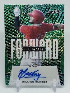 2021 ORLANDO MARTINEZ LEAF FLASH BOLD AUTO GREEN REFRACTOR #17/25 - Picture 1 of 2