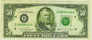 1990 series 50 dollar bill Circulated D39264415A - Picture 1 of 3