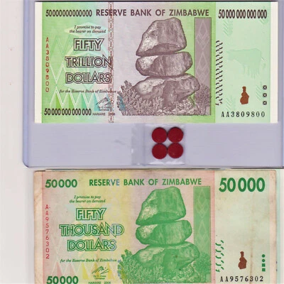 50 Trillion dollars UNC+Free banknotes Charity for Zimbabwe orphans Real COA 100 - Image 1 of 3