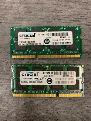 16GB (2 X 8GB ) SODIMM  DDR3 or DDR3L PC3 or PC3L, Laptop RAM Major Brands - Image 1 of 4