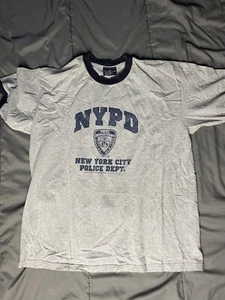 Vintage NYPD New York Police Department Ringer T-Shirt Grau Herren Größe XL - Bild 1 von 5
