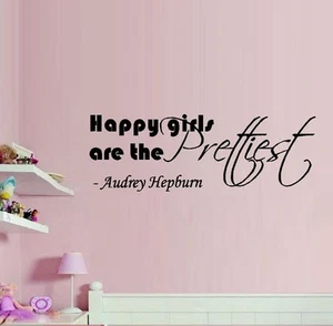 Calcomanías de pared Happy Girls Are The Prettiest - palabras y frases - Imagen 1 de 2