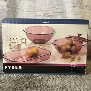 Pyrex Corning Cranberry 5 Piece Bakeware Set 1994 Unopened - Picture 1 of 6