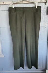 Talbots Signature Pants Womens 14 Petite Chino Slacks Dress Green Wool Blend - Picture 1 of 5