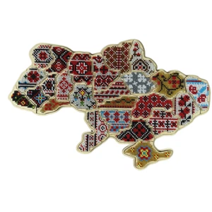 Ukraine Wooden Map Bead Embroidery Kit Beadwork on a Wooden Base DIY fin_204 - Picture 1 of 13