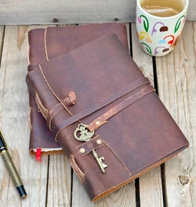 Key A5 leather journal | Brown leather journal | 240 pages | Wrap around design - Picture 1 of 5