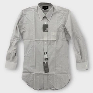 Vintage Dunhill Dress Shirt Mens 15 Small White Pin Striped Japan Long Sleeve - Picture 1 of 9