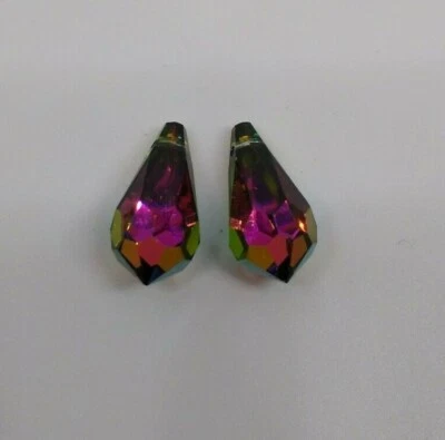 2pc Swarovski Crystal Vitrail Medium 18mm Teardrop 6000 Pendants; RARE - Image 1 of 2