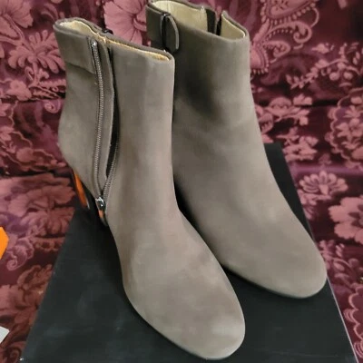 G.I.L.I Taupe Sueded Heeled Ankle Boots Size 8.5 - Image 1 of 4