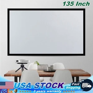 135" 16:9 Home Projector Screen Thickened Alloy Frame HD TV Projection Theatre - Picture 1 of 12