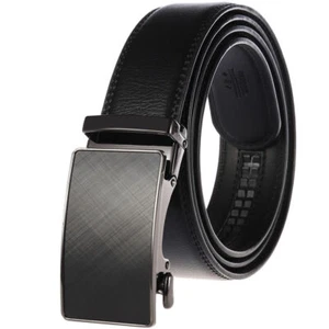 Luxury Men's Cow Leather Belt Automatic Buckle Belt Ratchet Strap Casual Dress - Picture 1 of 4