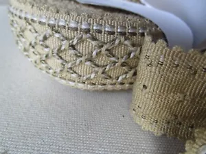 Tan Green 1.25 Gimp cross hatch woven border trim tape 4.86yds (175") - Picture 1 of 5