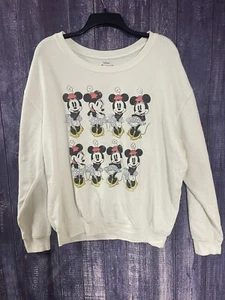 Disney Minnie Mouse Crewneck Pullover Sweatshirt White Size XL - Picture 1 of 5