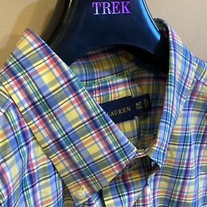 Ralph Lauren LS Button Up Shirt Multi Color Plaid Mens XLT XL Tall