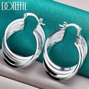 DOTEFFIL 925 Plata Esterlina Cuatro Bobinas Pendiente de Aro Circular Moda Joyería - Imagen 1 de 6