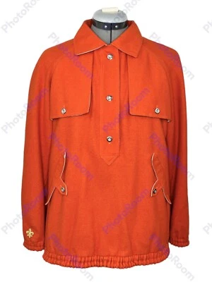 COURREGES Paris Hyperbole Vintage 1970’s Orange Wool Jacket Collared Outerwear - Image 1 of 4