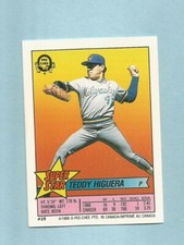 1989 O-Pee-Chee Baseball Sticker Teddy Higuera #28 Eric Davis #138 Reds Back