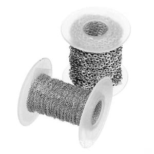 Cadena ovalada de cable plano de metal acero inoxidable de 10 metros 1 mm ~ 8 mm para fabricación de joyas - Imagen 1 de 9