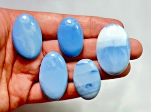 128ct 100%NATURAL TOP QUALITY BLUE OPAL OVAL CABOCHON LOOSE GEMSTONE LOT A5 - Picture 1 of 4