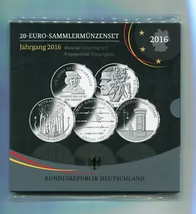 BRD 5 x 20 Euro 2016 Sammelmünzenset 925er Silber *spgl. Ovp. - Bild 1 von 1