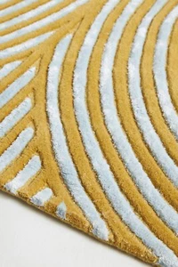 Alfombra hecha a mano de lana de seda blanca y gris 100 % lana alfombra área de lana - Imagen 1 de 3
