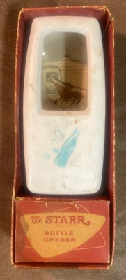 VINTAGE 1950'S THE STARR COCA COLA BOTTLE OPENER CAP CATCHER IN BOX SPRITE BOY  - Image 1 of 4