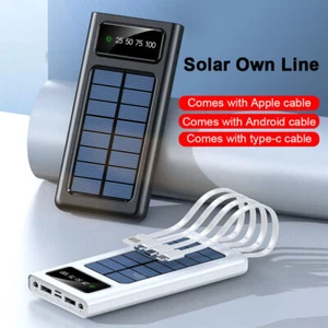 Solar Power Bank 9000000mAh With 4Cables External Battery Charger for Cell Phone - Picture 1 of 10