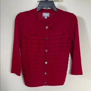 Pure Collection Strickjacke Seide Kaschmir rot XS US 2 3/4 Arm Knopfleiste - Bild 1 von 9