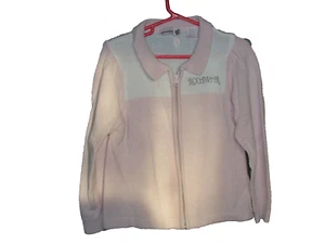 girls zippered SWEATER - JACKET pink/white 4T ROCAWEAR acrylic (bx2 - 3)  - Picture 1 of 5