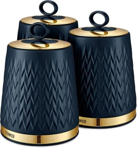 Tower T826091MNB Empire Kitchen Storage Canisters, Tea, Coffee, Sugar, Set of 3, - Picture 1 of 6