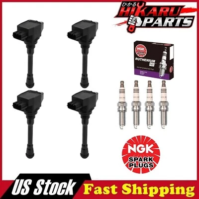 4x bujías NGK y 4x bobina de encendido para Nissan Altima Cube Sentra Versa 1.8L L4 Foto 1 de 4